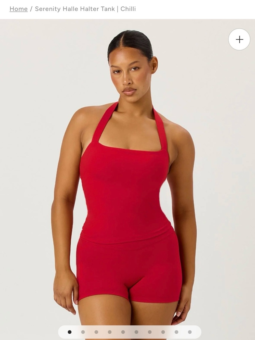 CSB Serenity Halle Halter Tank Romper in Chili Red